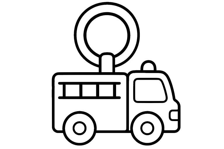 Feuerwehr-Schlüsselanhänger zum Ausmalen - Ausmalbild ab 2 Jahren