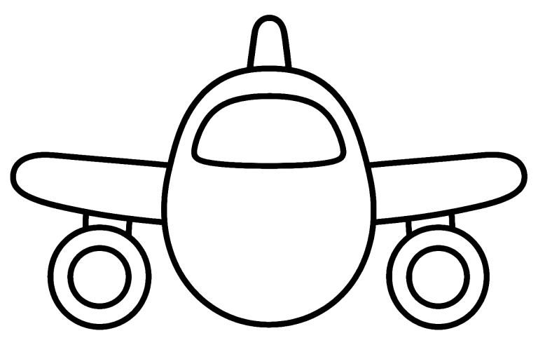 Flugzeug von vorn mit zwei Flügeln – Ausmalbild ab 2 Jahre - Ausmalbild ab 2 Jahren