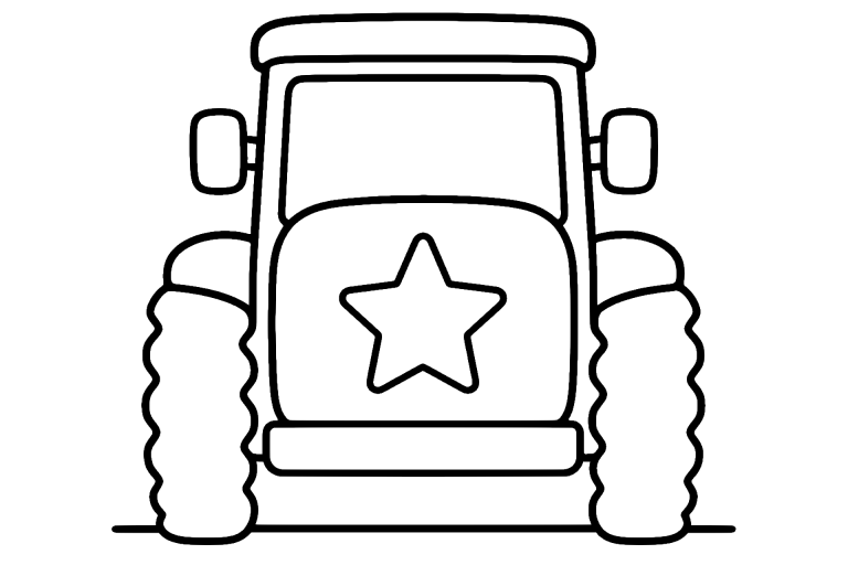 Traktor Ausmalbild ab 2 Jahre – Traktor mit einem Stern - Ausmalbild ab 2 Jahren