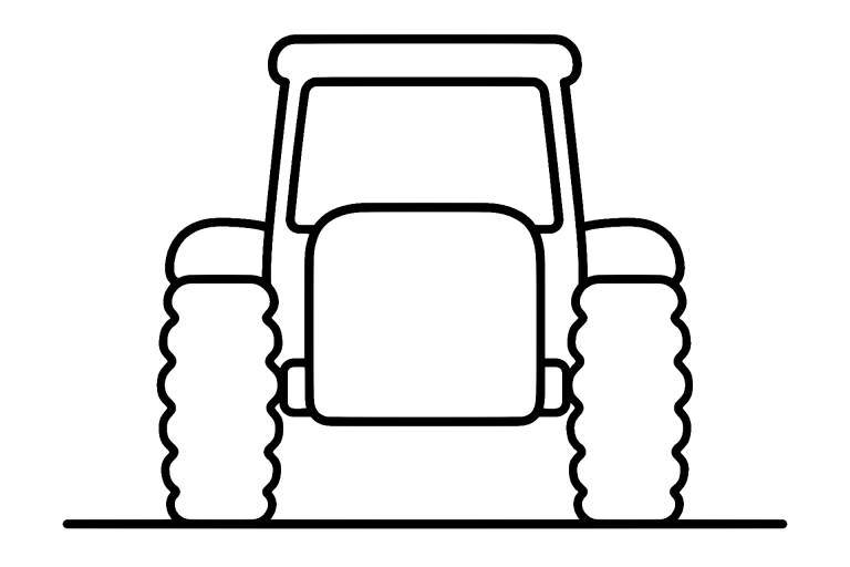 Traktor Ausmalbild ab 2 Jahre – Traktor mit gerader Front - Ausmalbild ab 2 Jahren