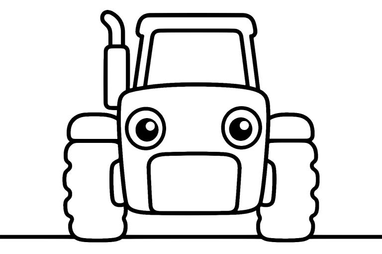 Traktor Ausmalbild ab 2 Jahre – Traktor mit großen Augen - Ausmalbild ab 2 Jahren