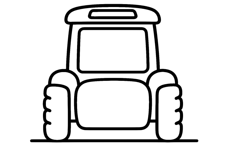 Traktor Ausmalbild ab 2 Jahre – Traktor mit kleinem Dachfenster - Ausmalbild ab 2 Jahren