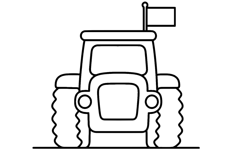 Traktor Ausmalbild ab 2 Jahre – Traktor mit kleiner Flagge - Ausmalbild ab 2 Jahren