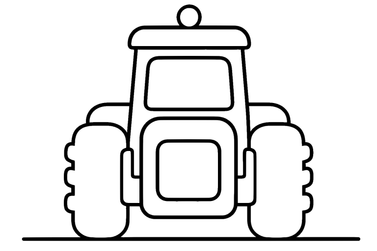 Traktor Ausmalbild ab 2 Jahre – Traktor mit kleiner Hupe - Ausmalbild ab 2 Jahren