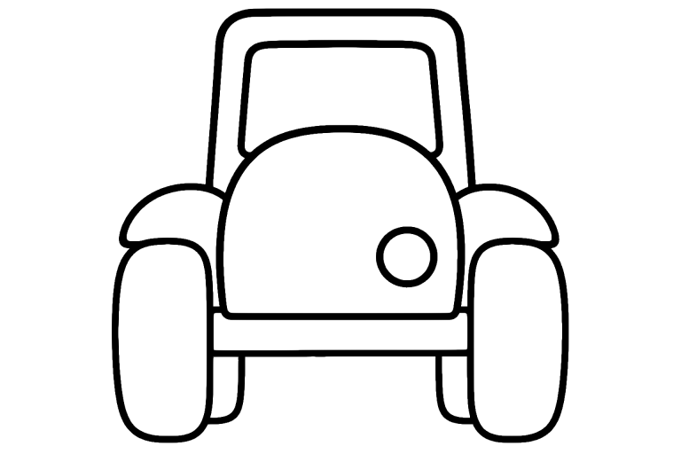 Traktor Ausmalbild ab 2 Jahre – Traktor mit runder Motorhaube - Ausmalbild ab 2 Jahren