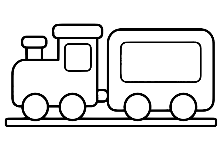 Zug mit breitem Waggon - Ausmalbild ab 2 Jahren