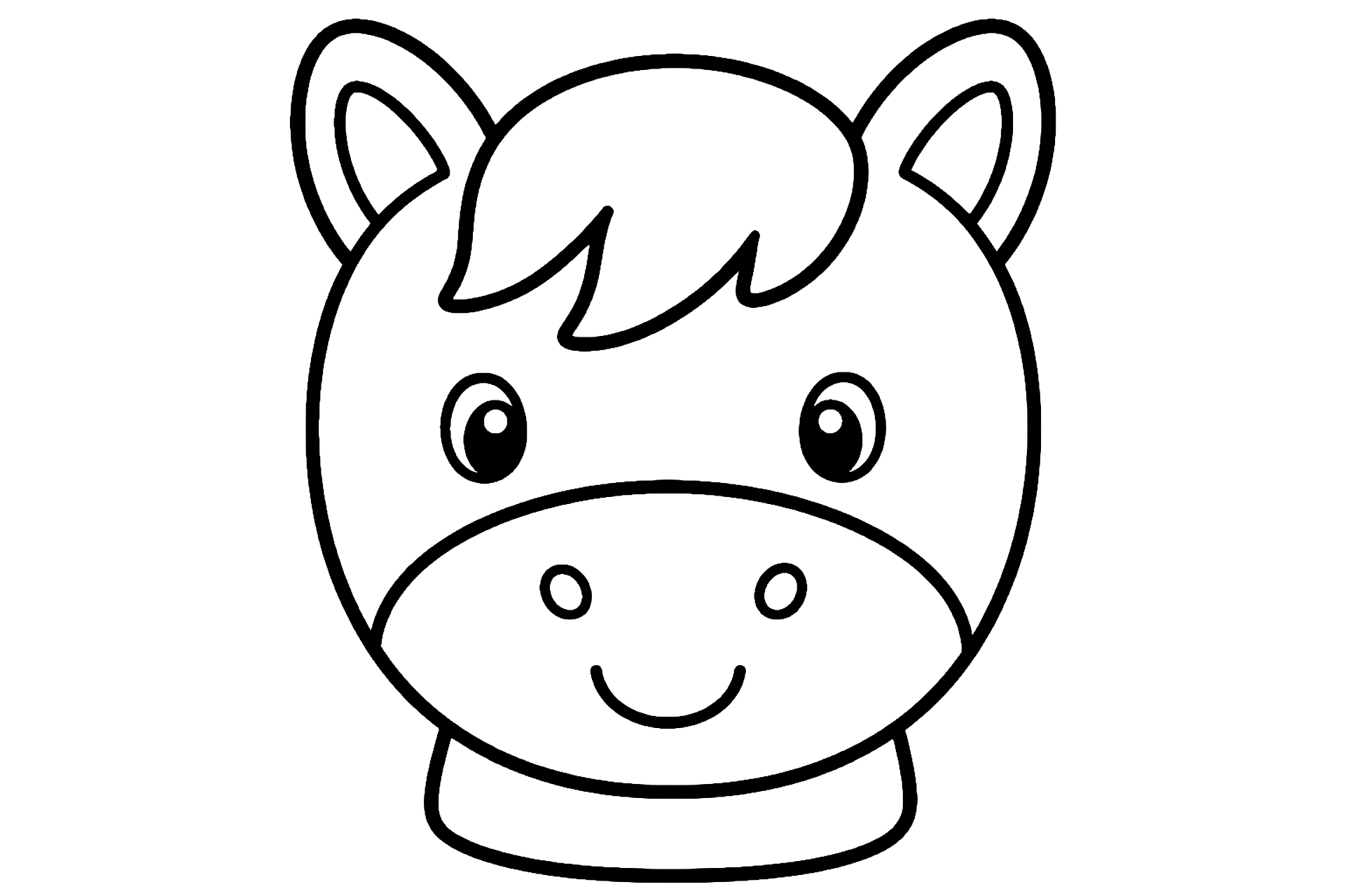Bauernhoftiere Ausmalbild ab 2 Jahre – Pony mit kurzer Mähne - Ausmalbild ab 2 Jahren