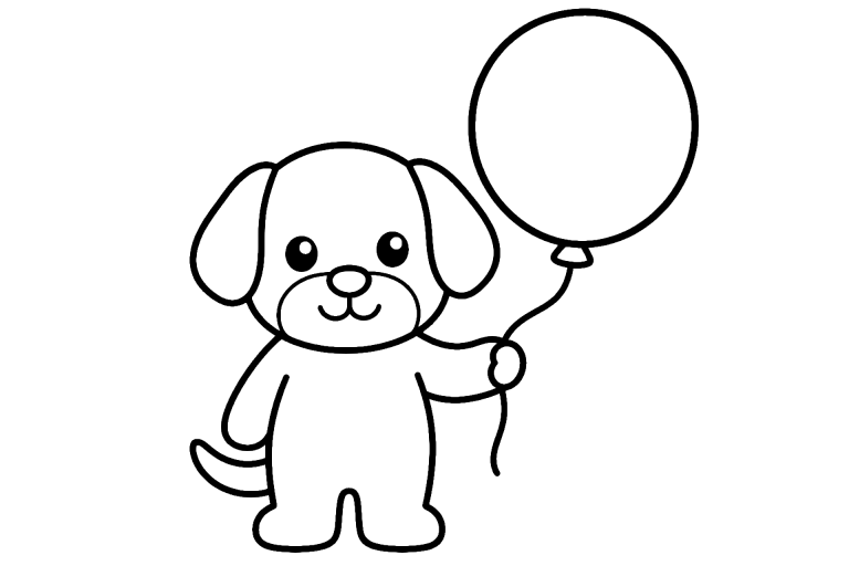 Hund mit großem Kreisballon – Ausmalbild ab 2 Jahre - Ausmalbild ab 2 Jahren