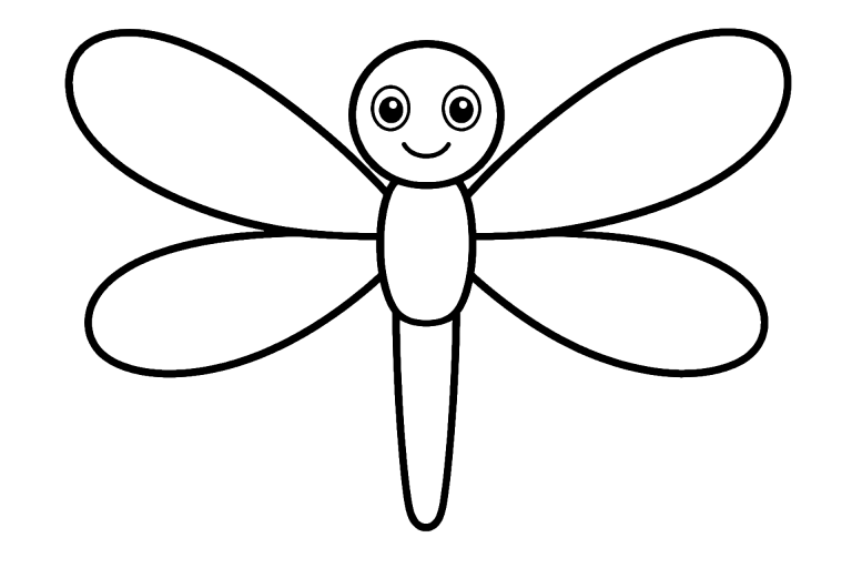 Libelle mit großen Flügeln – Ausmalbild ab 2 Jahre - Ausmalbild ab 2 Jahren