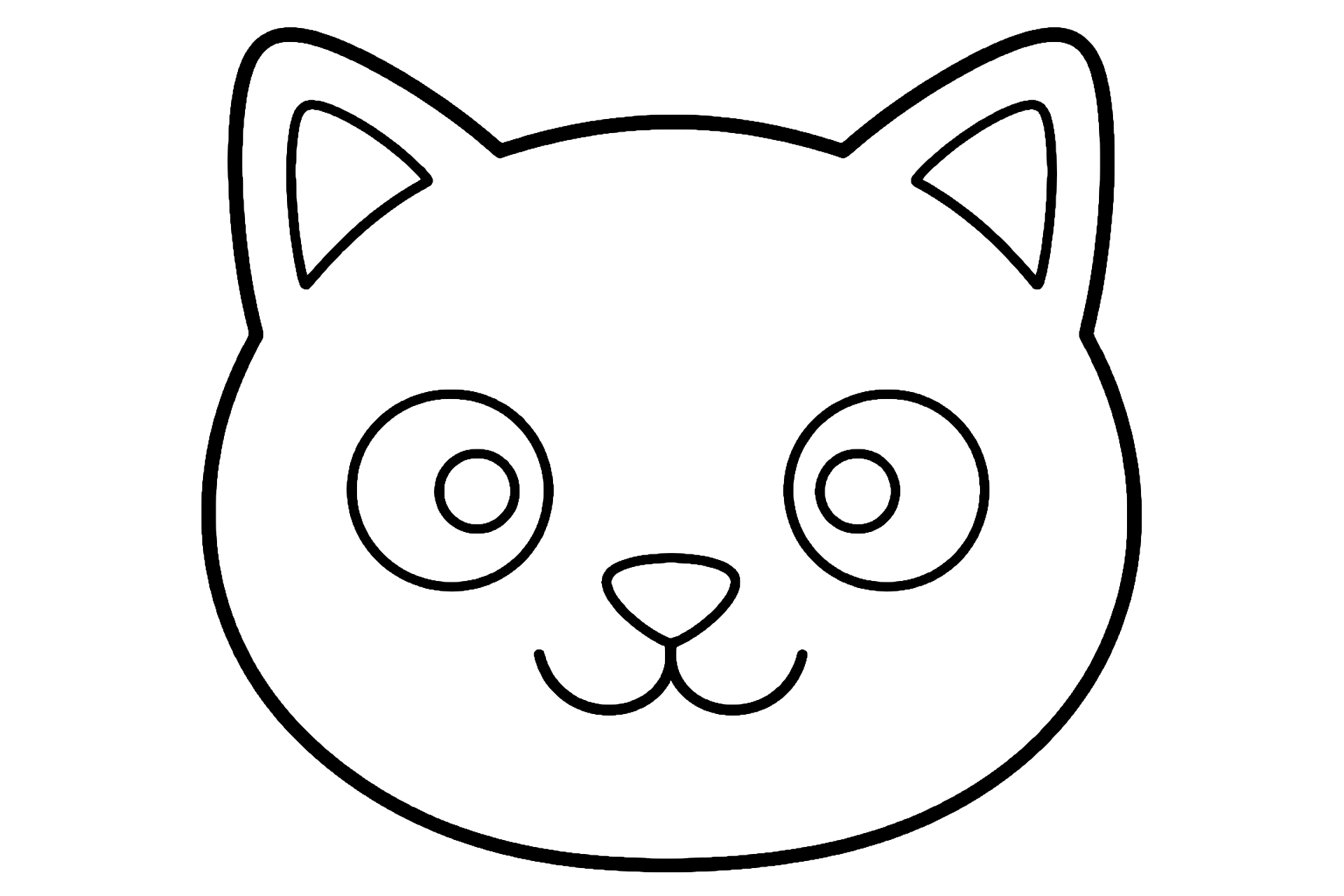 Katze mit einem großen runden Kopf – Ausmalbild ab 2 Jahre - Ausmalbild ab 2 Jahren