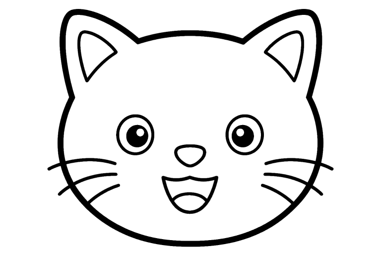 Katze mit einem offenen Mund – Ausmalbild ab 2 Jahre - Ausmalbild ab 2 Jahren
