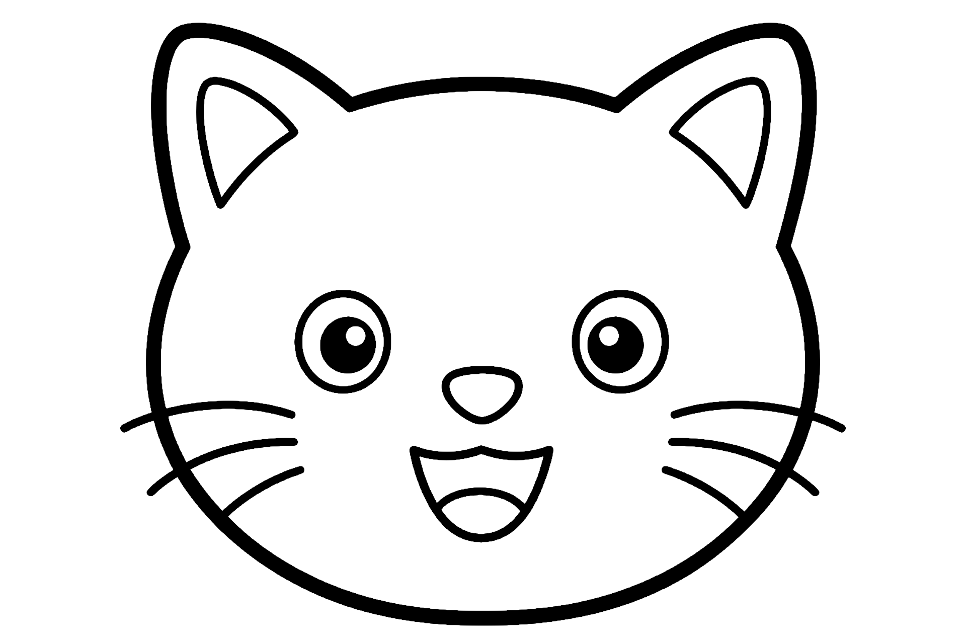 Katze mit einem offenen Mund – Ausmalbild ab 2 Jahre - Ausmalbild ab 2 Jahren