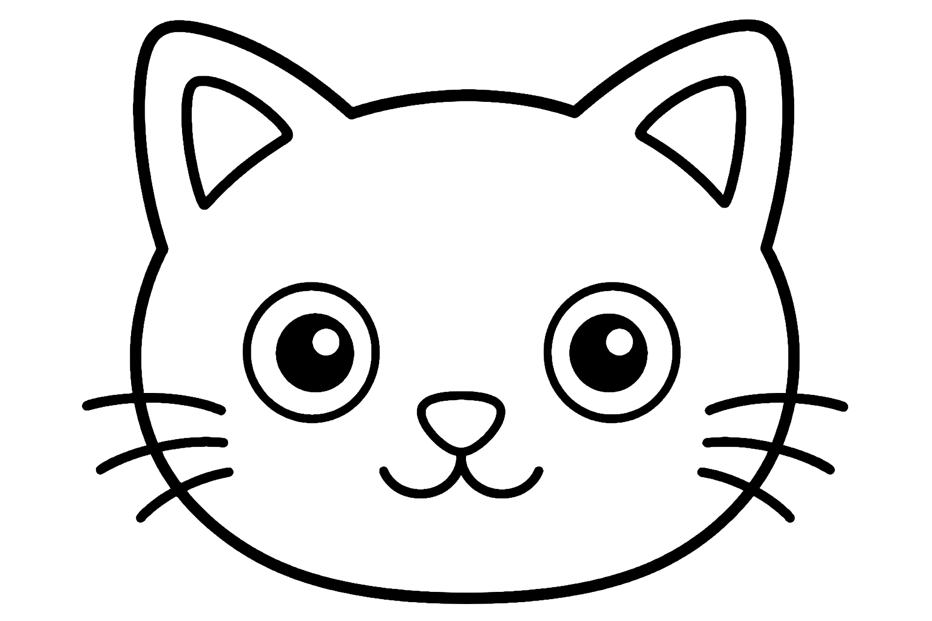 Katze mit großen Augen – Ausmalbild ab 2 Jahre - Ausmalbild ab 2 Jahren