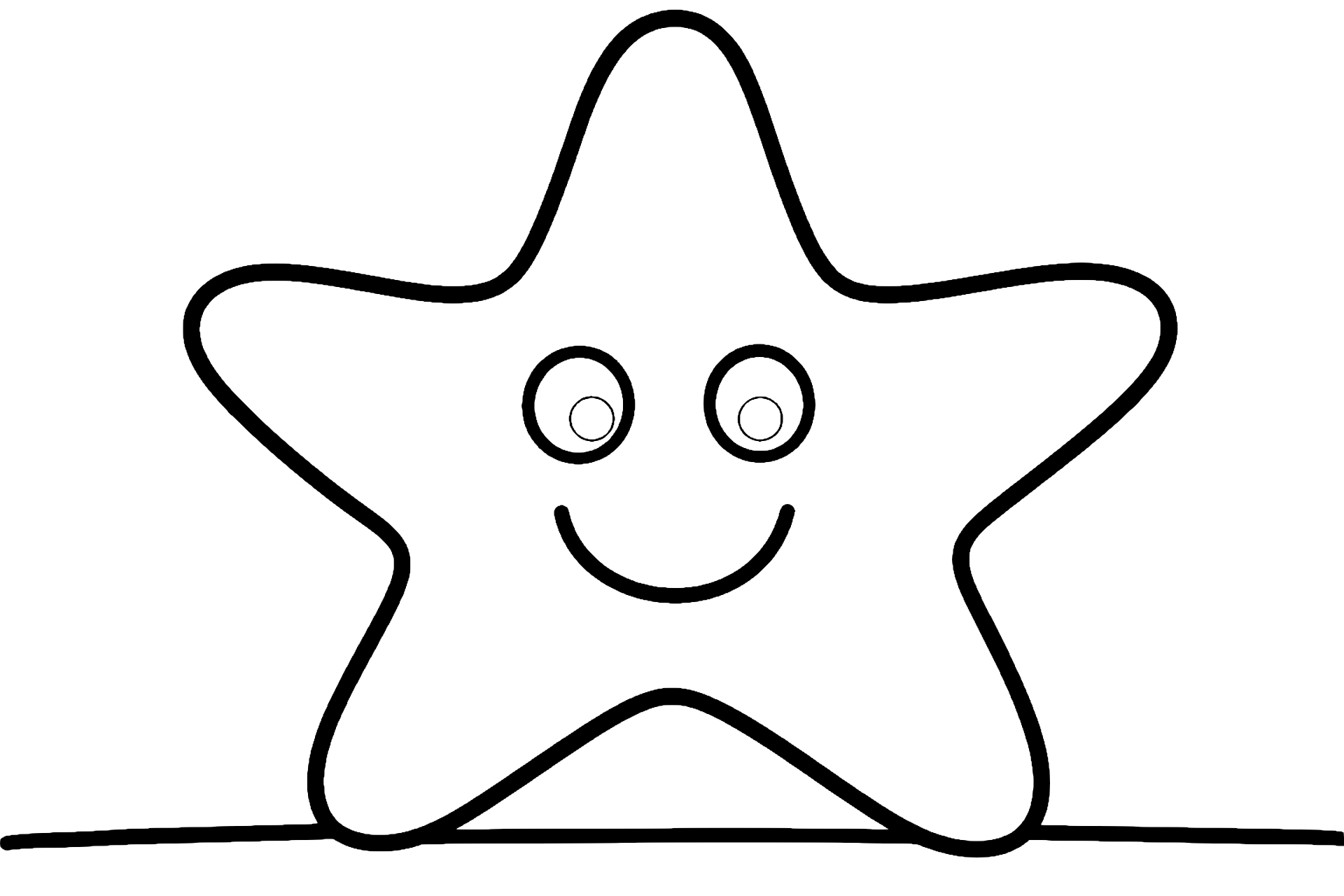 Meerestiere Ausmalbild ab 2 Jahre – Lachender Seestern - Ausmalbild ab 2 Jahren