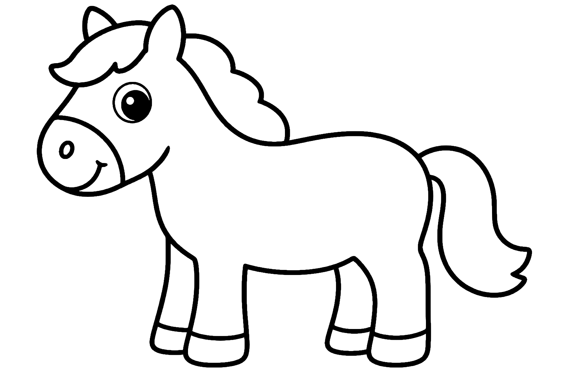 Pferd Ausmalbild ab 2 Jahre – Pferd mit großem Auge - Ausmalbild ab 2 Jahren