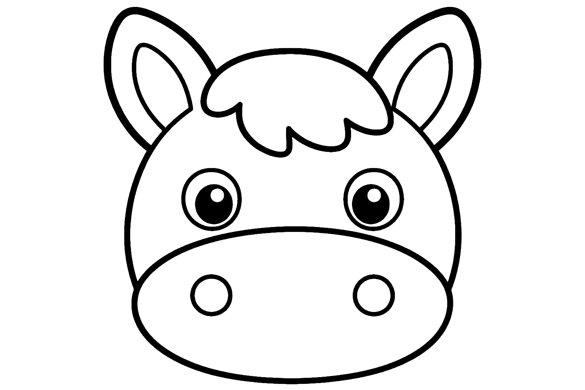 Pferd Ausmalbild ab 2 Jahre – Pferd mit großen Ohren - Ausmalbild ab 2 Jahren