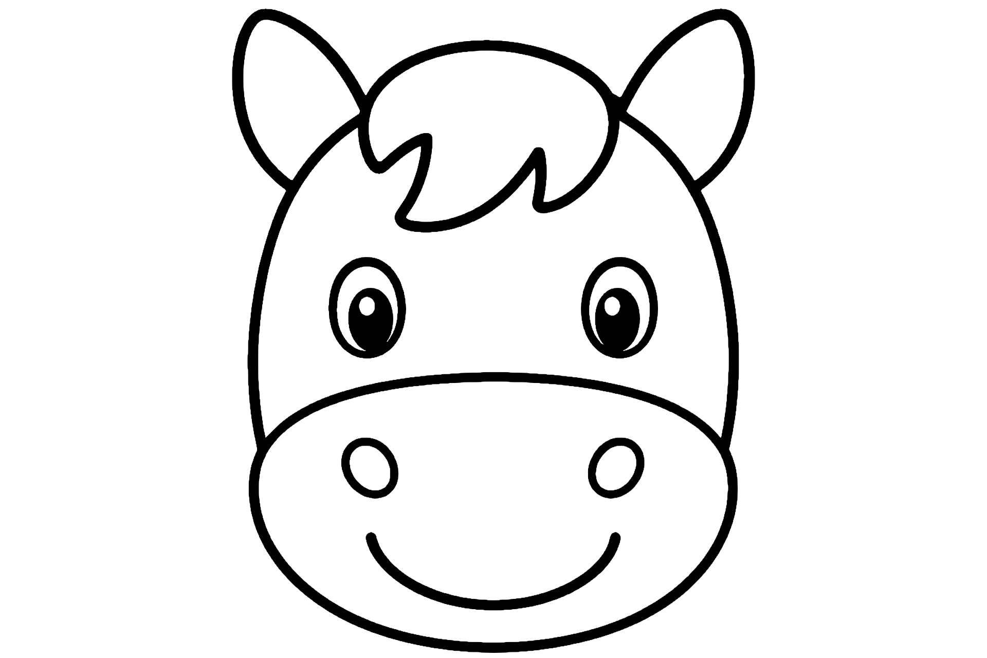 Pferd Ausmalbild ab 2 Jahre – Pferd mit runder Stirn - Ausmalbild ab 2 Jahren