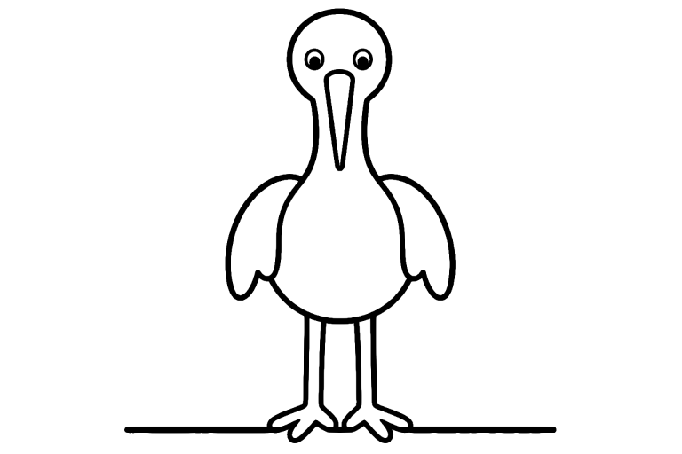 Vögel Ausmalbild ab 2 Jahre – Einfacher Storch - Ausmalbild ab 2 Jahren