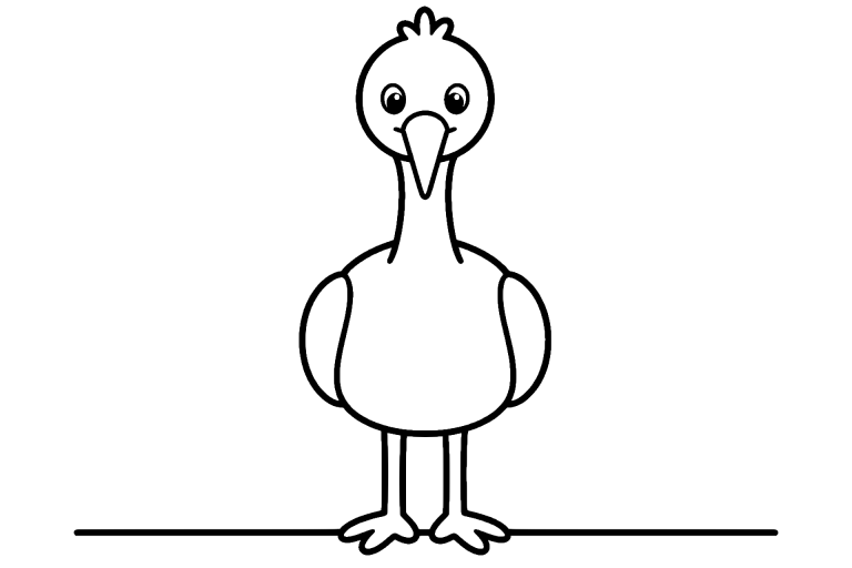 Vögel Ausmalbild ab 2 Jahre – Freundlicher Kranich - Ausmalbild ab 2 Jahren