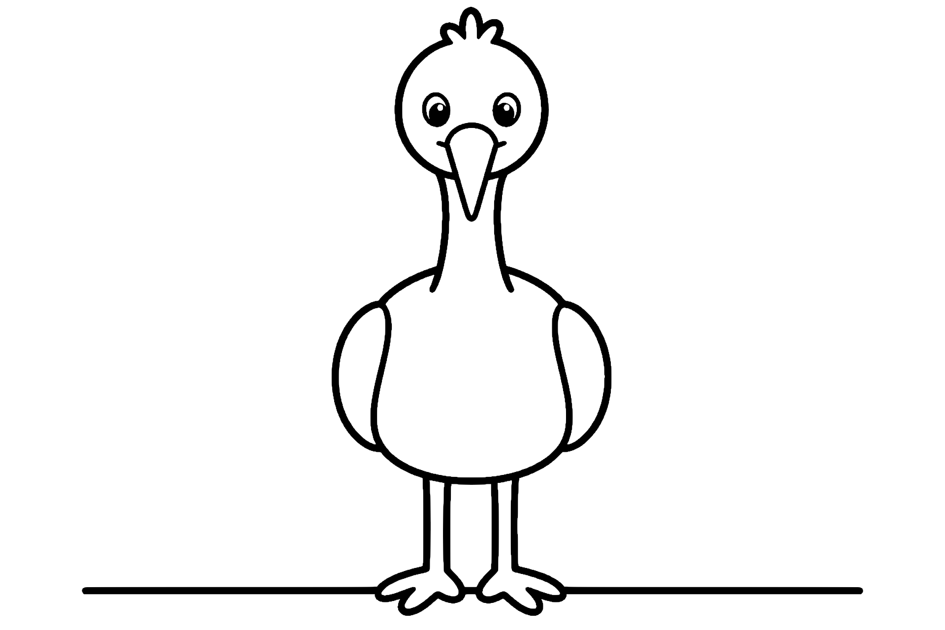 Vögel Ausmalbild ab 2 Jahre – Freundlicher Kranich - Ausmalbild ab 2 Jahren