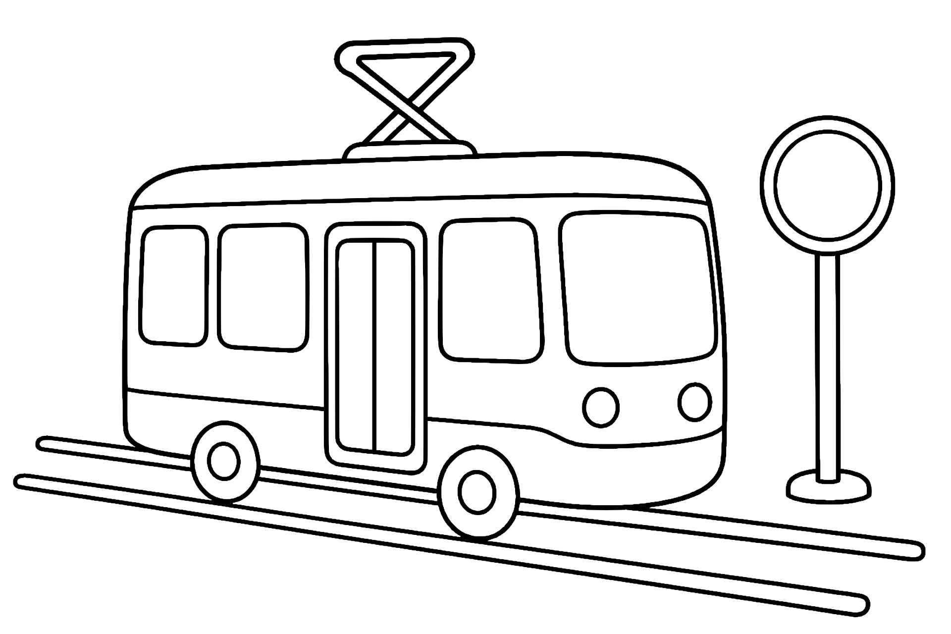 Tram fährt an einer Haltestelle ein