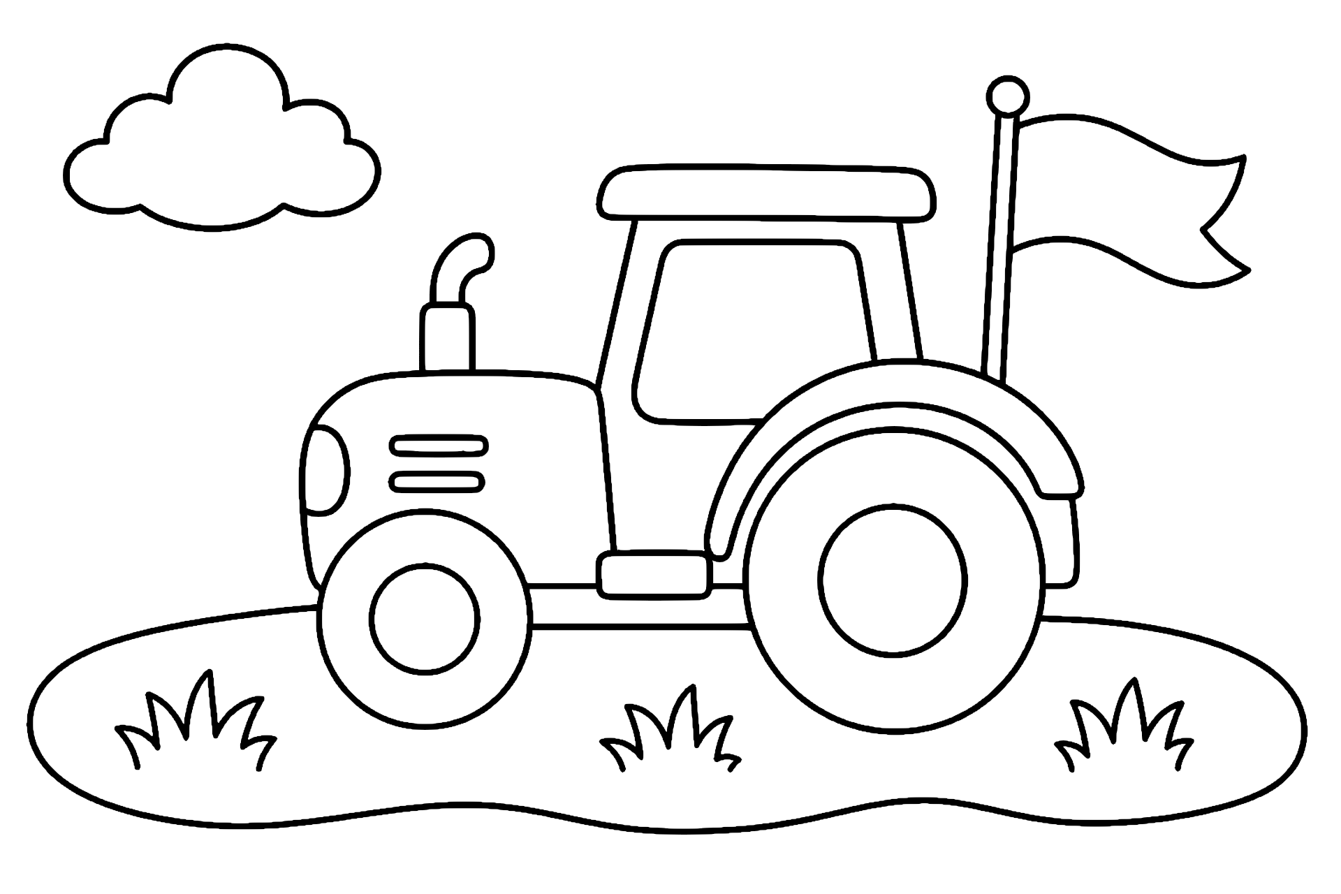 Traktor mit flatternder Fahne