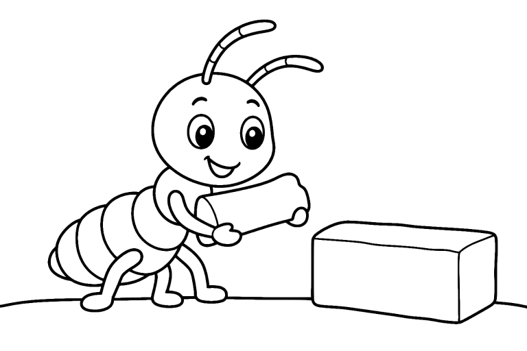 Insekten Ausmalbild ab 4 Jahre – Termite mit Holzstück - Ausmalbild ab 4 Jahren