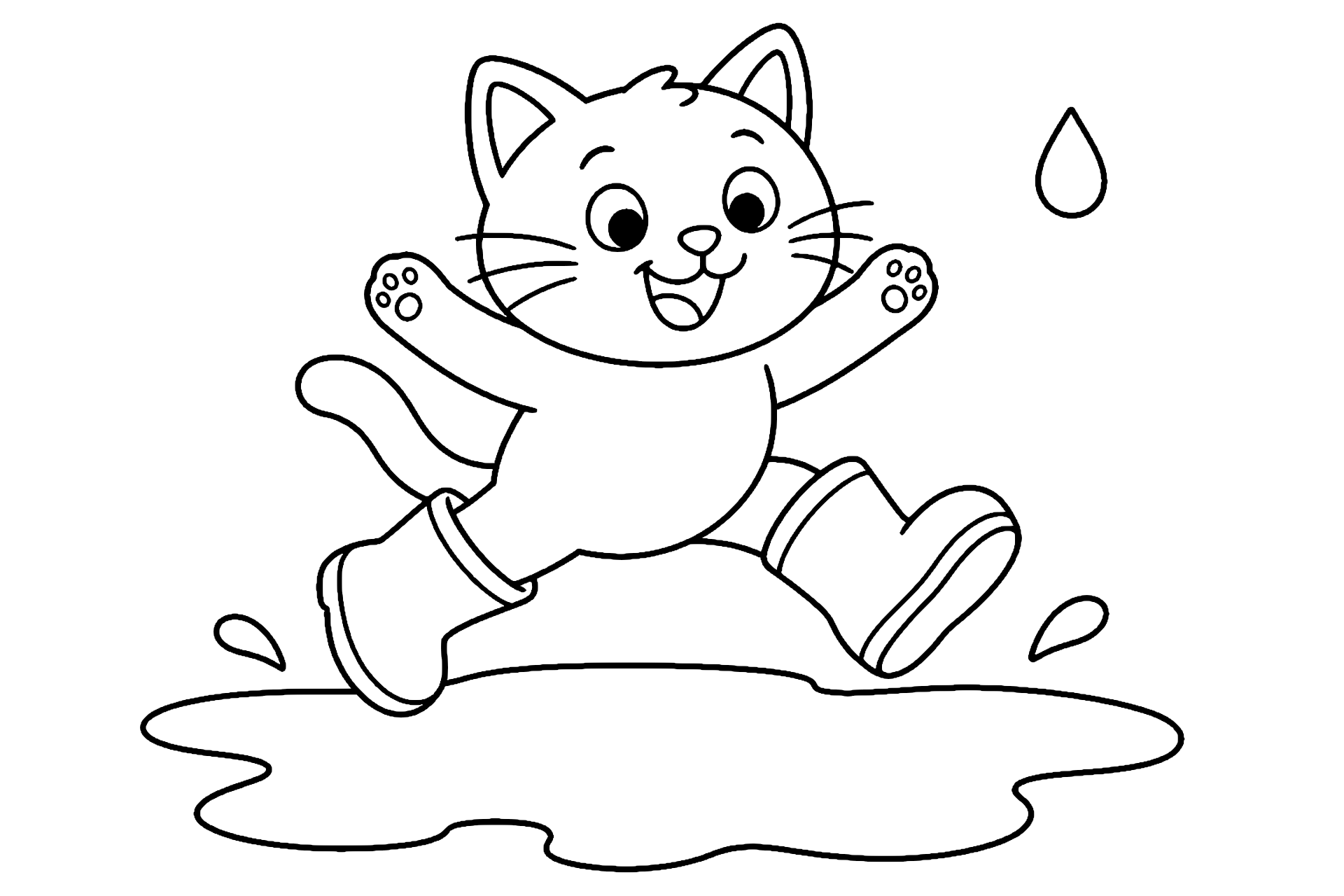 Katze mit Regenstiefeln