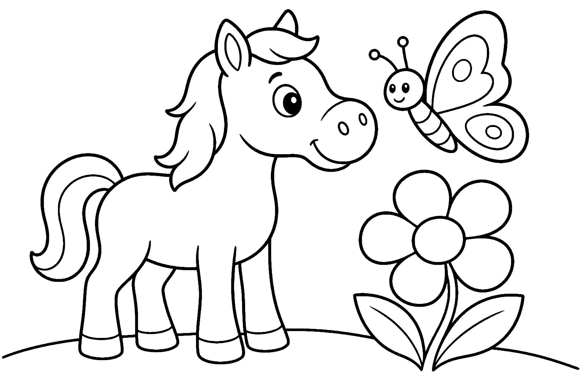 Pferd mit Schmetterling