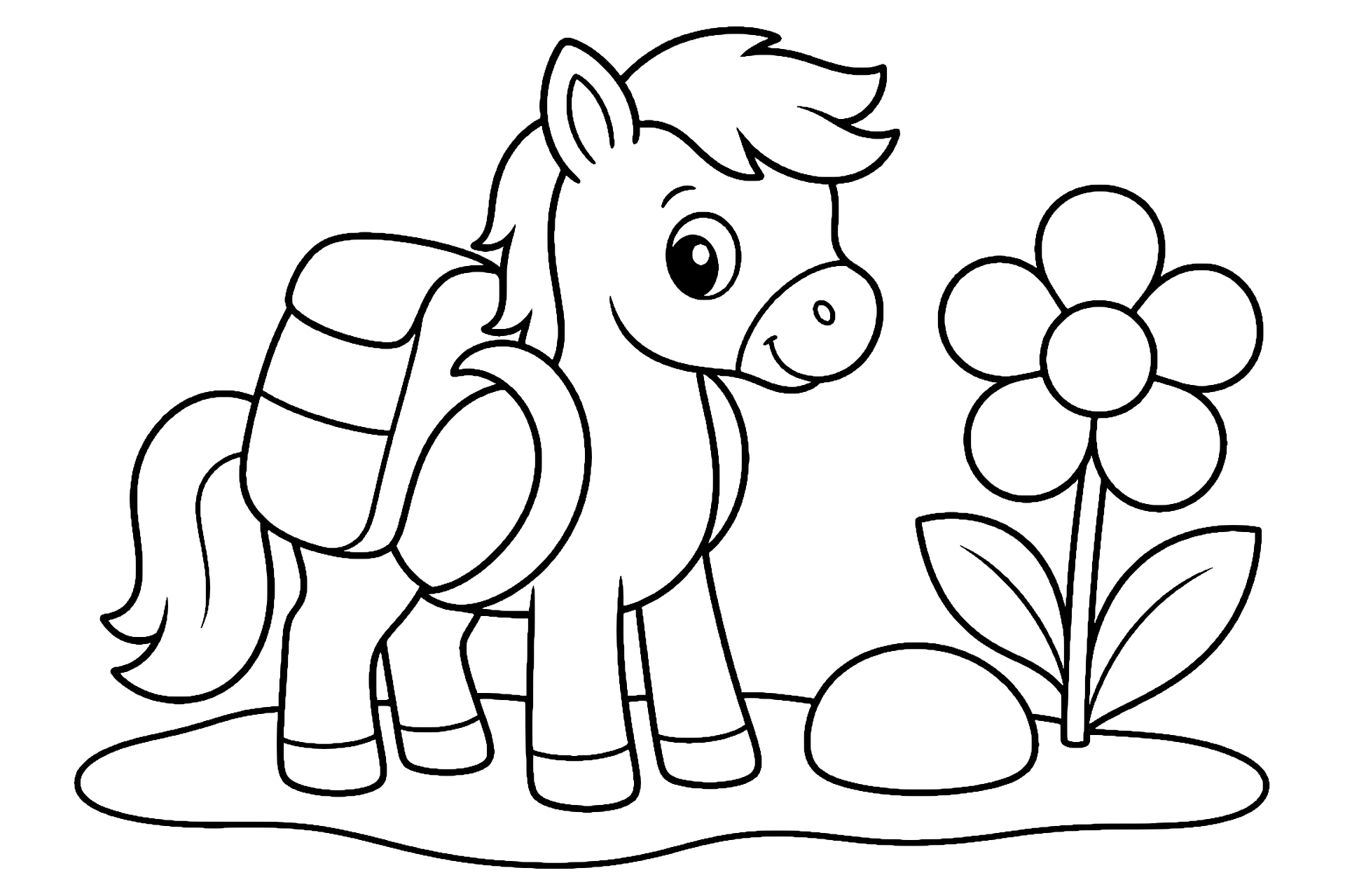 Pony mit kleinem Rucksack