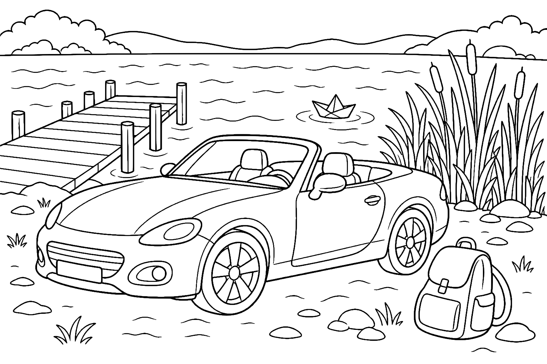 Cabrio am Seeufer