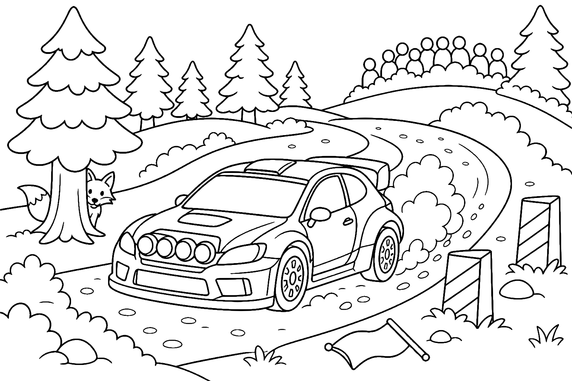 Rallyeauto im Waldkurs