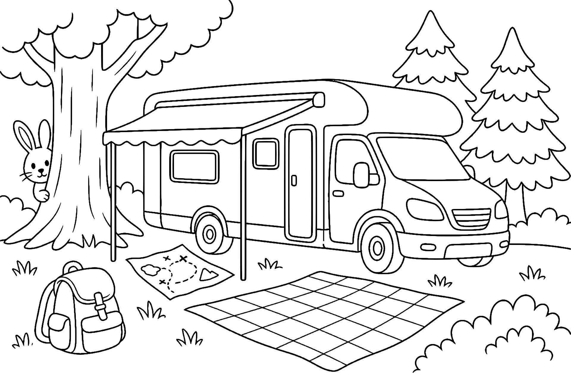 Wohnmobil am Waldrand