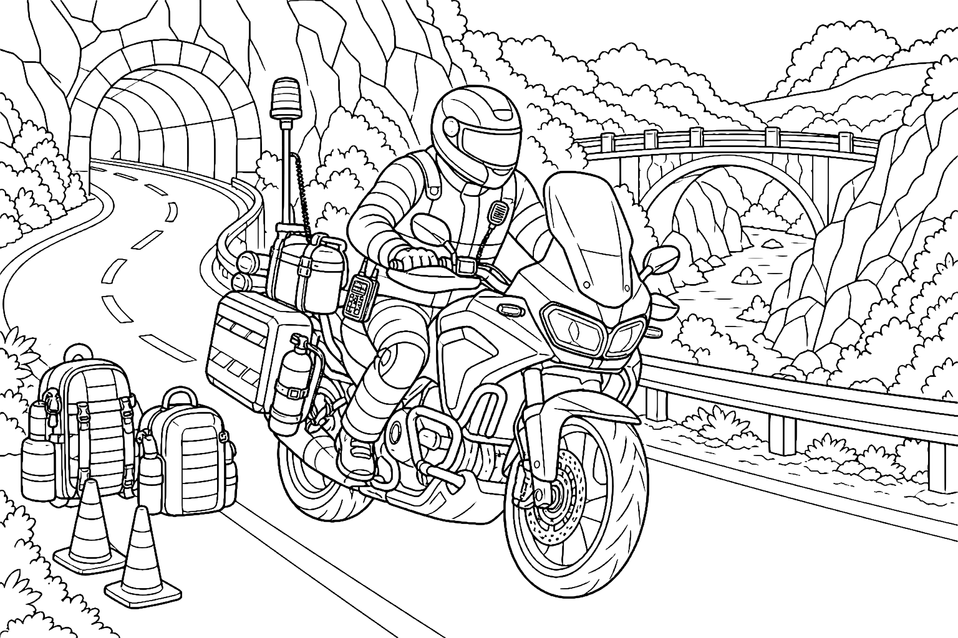 Feuerwehr-Motorrad auf der Einsatzroute
