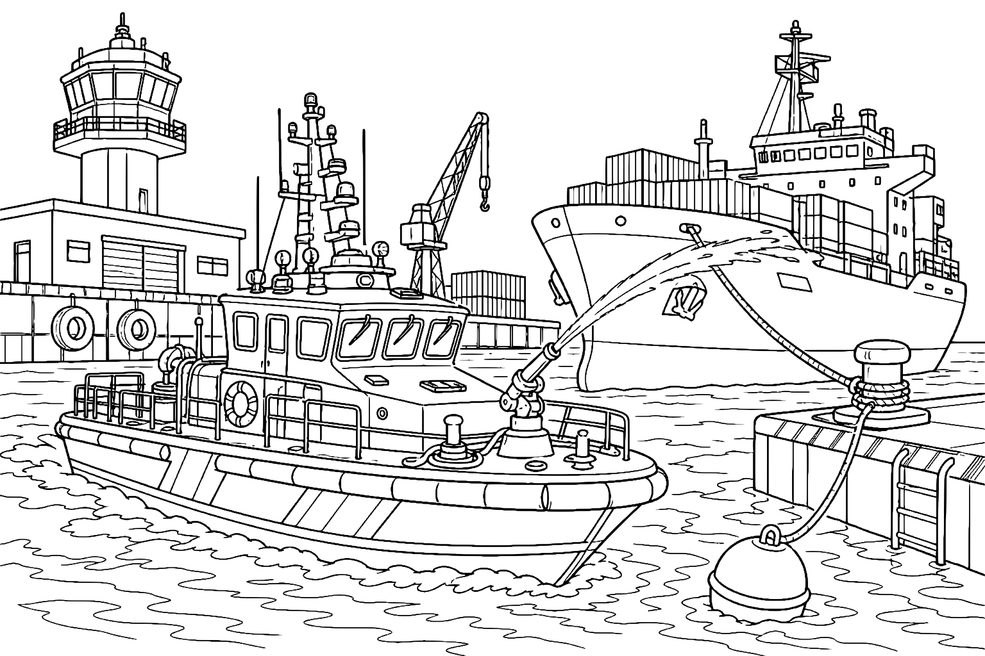 Feuerwehrboot bei der Hafenrettung