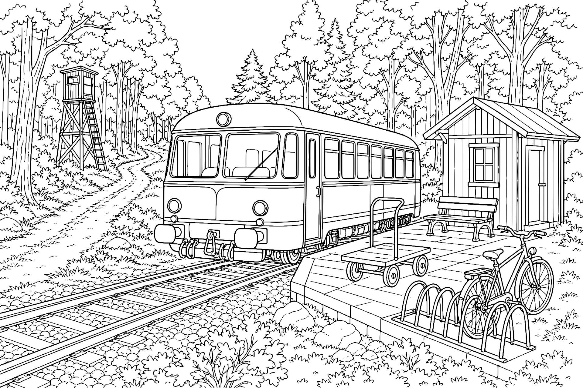 Schienenbus am Waldhaltepunkt