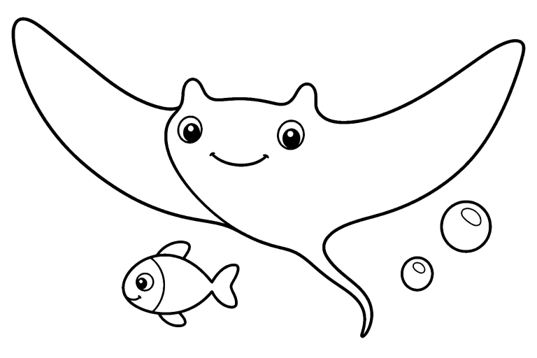 Manta-Rochen mit ausgebreiteten Flügeln – Ausmalbild ab 4 Jahre - Ausmalbild ab 4 Jahren