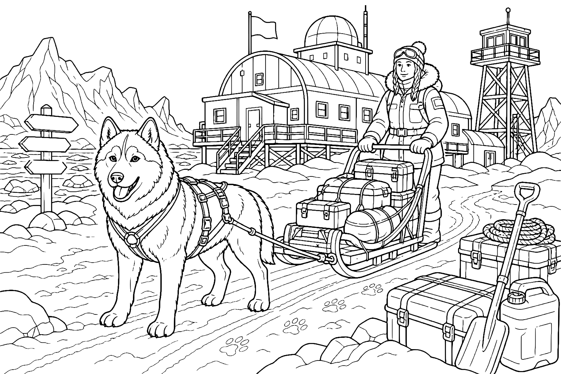 Husky auf der Polarstation